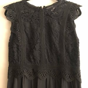 NWOT Black eyelet bodice LOFT dress - Size 10